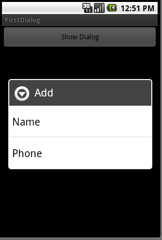 activity with submenu